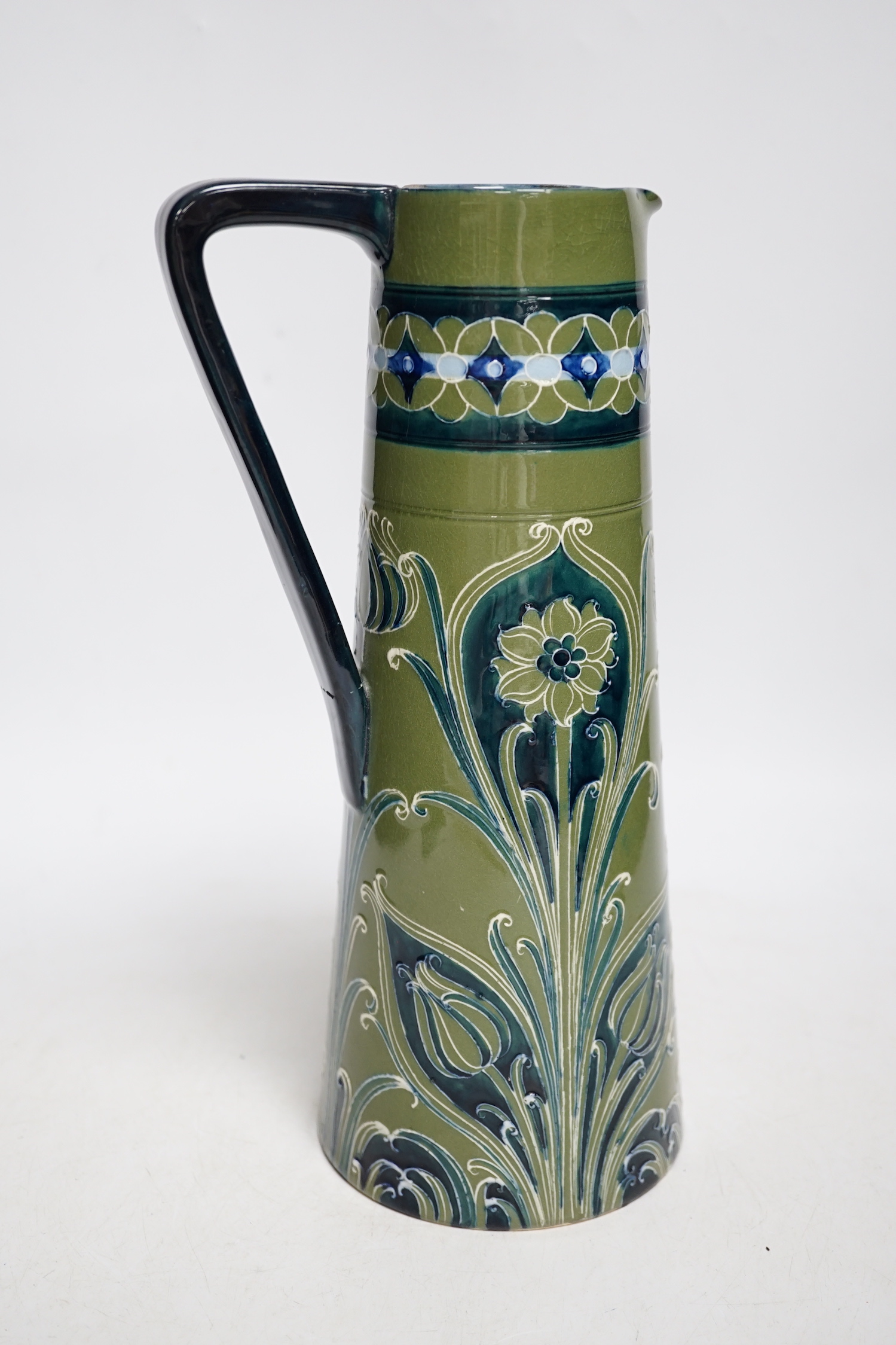 An early Moorcroft Macintyre Florian ware jug, 28cm high